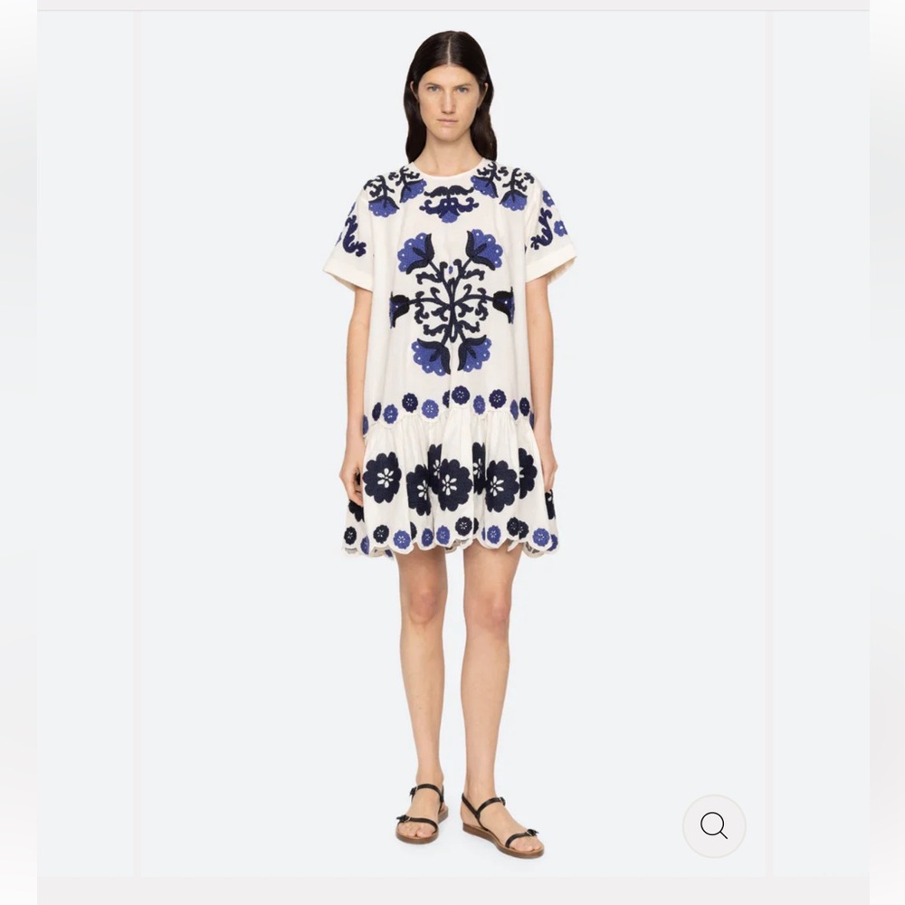 NWT SEA NY Catrine Applique Blue and White Dress Size XL - Picture 11 of 12
